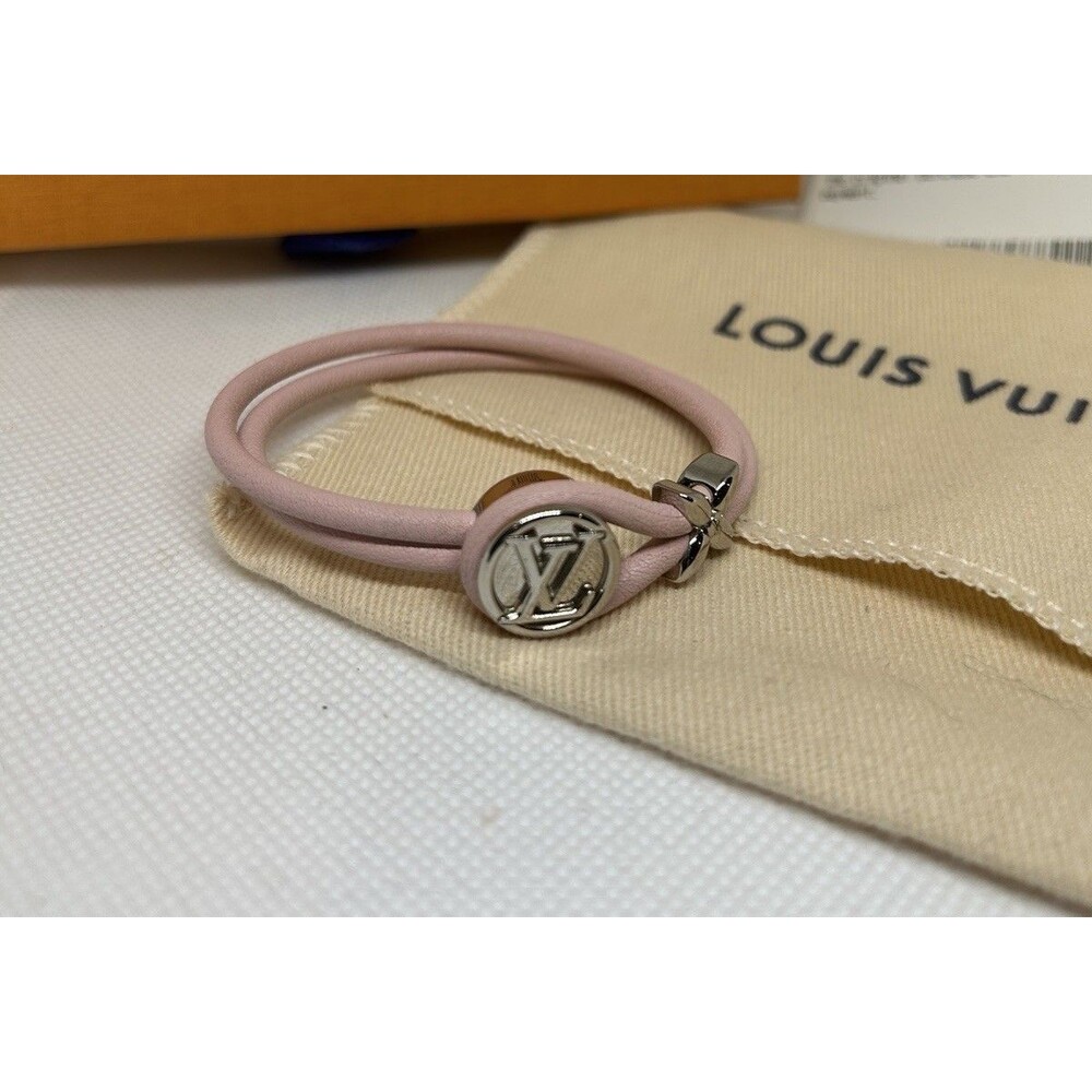 Louis Vuitton Keep A Secret M6677F Pink Leather Metal Bracelet 6 inches